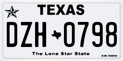 TX license plate DZH0798
