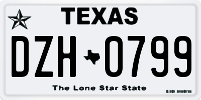TX license plate DZH0799