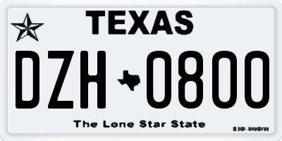 TX license plate DZH0800