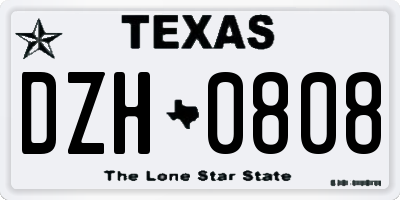 TX license plate DZH0808