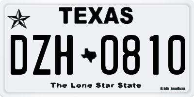 TX license plate DZH0810