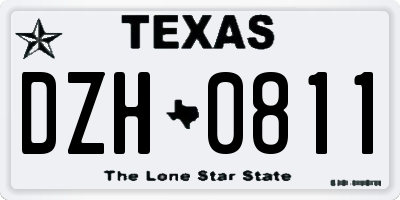 TX license plate DZH0811