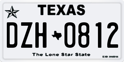 TX license plate DZH0812