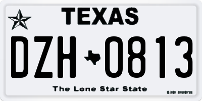 TX license plate DZH0813