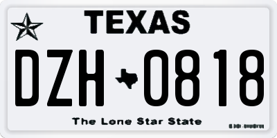 TX license plate DZH0818