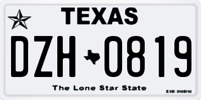 TX license plate DZH0819