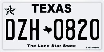 TX license plate DZH0820