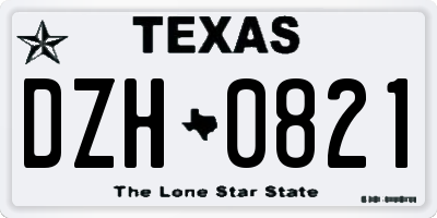 TX license plate DZH0821