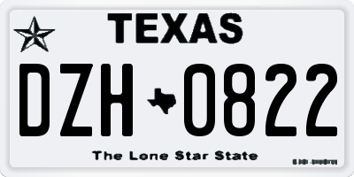 TX license plate DZH0822