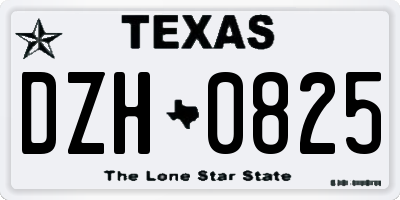 TX license plate DZH0825