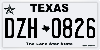 TX license plate DZH0826