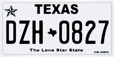 TX license plate DZH0827