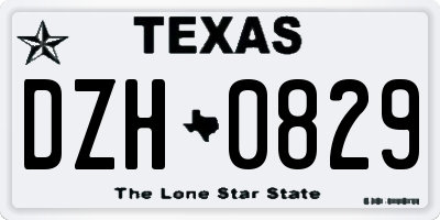 TX license plate DZH0829