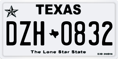 TX license plate DZH0832
