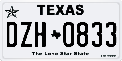 TX license plate DZH0833