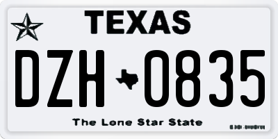 TX license plate DZH0835