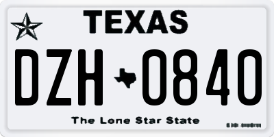 TX license plate DZH0840