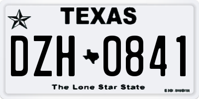 TX license plate DZH0841