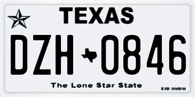 TX license plate DZH0846