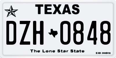 TX license plate DZH0848