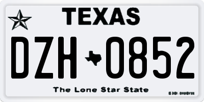TX license plate DZH0852