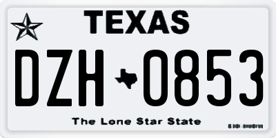 TX license plate DZH0853