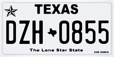 TX license plate DZH0855