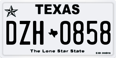 TX license plate DZH0858