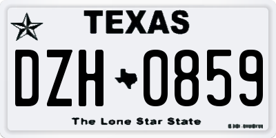 TX license plate DZH0859