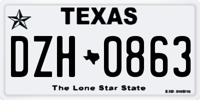TX license plate DZH0863
