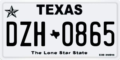 TX license plate DZH0865