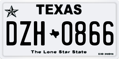 TX license plate DZH0866