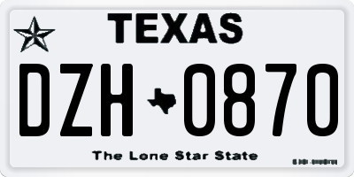TX license plate DZH0870