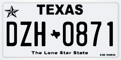 TX license plate DZH0871