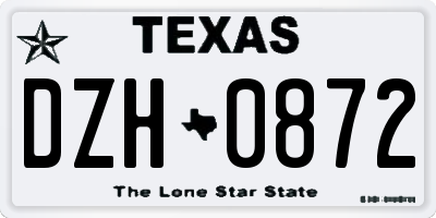 TX license plate DZH0872