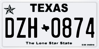TX license plate DZH0874