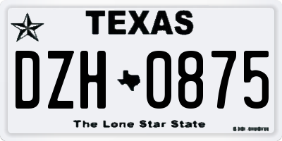TX license plate DZH0875