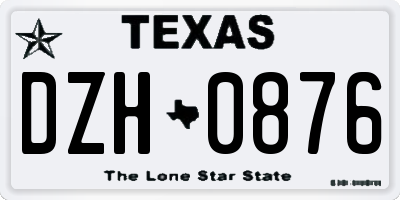TX license plate DZH0876