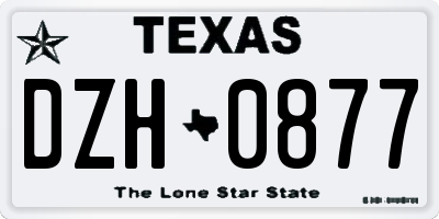 TX license plate DZH0877