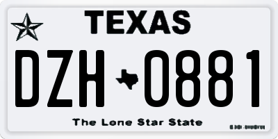 TX license plate DZH0881