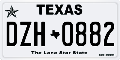 TX license plate DZH0882