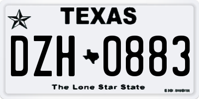TX license plate DZH0883