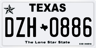 TX license plate DZH0886