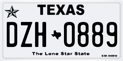 TX license plate DZH0889