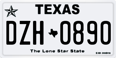 TX license plate DZH0890