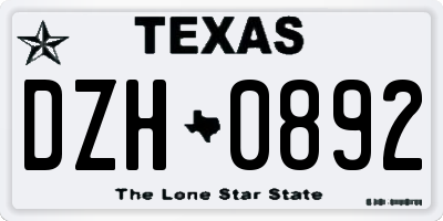 TX license plate DZH0892