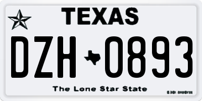TX license plate DZH0893