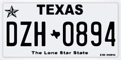 TX license plate DZH0894