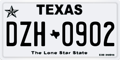TX license plate DZH0902