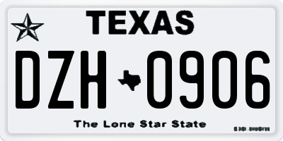 TX license plate DZH0906